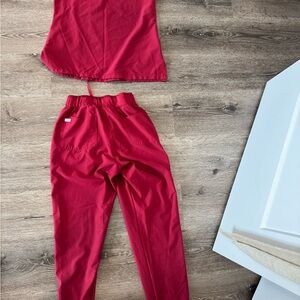 Amazon Women's Red Two-Piece Scrub Set
